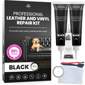 Professional Black Leather Repair Kit for Furniture, Couches, Boots, and Purses, Scratch Repair and  Leather Restoration, All-Inclusive Vinyl Repair Kit, Quick and Easy to Use