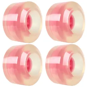 Longboard Wheels 65mm Smooth Clear w/ Pink Hub USA Made 78A