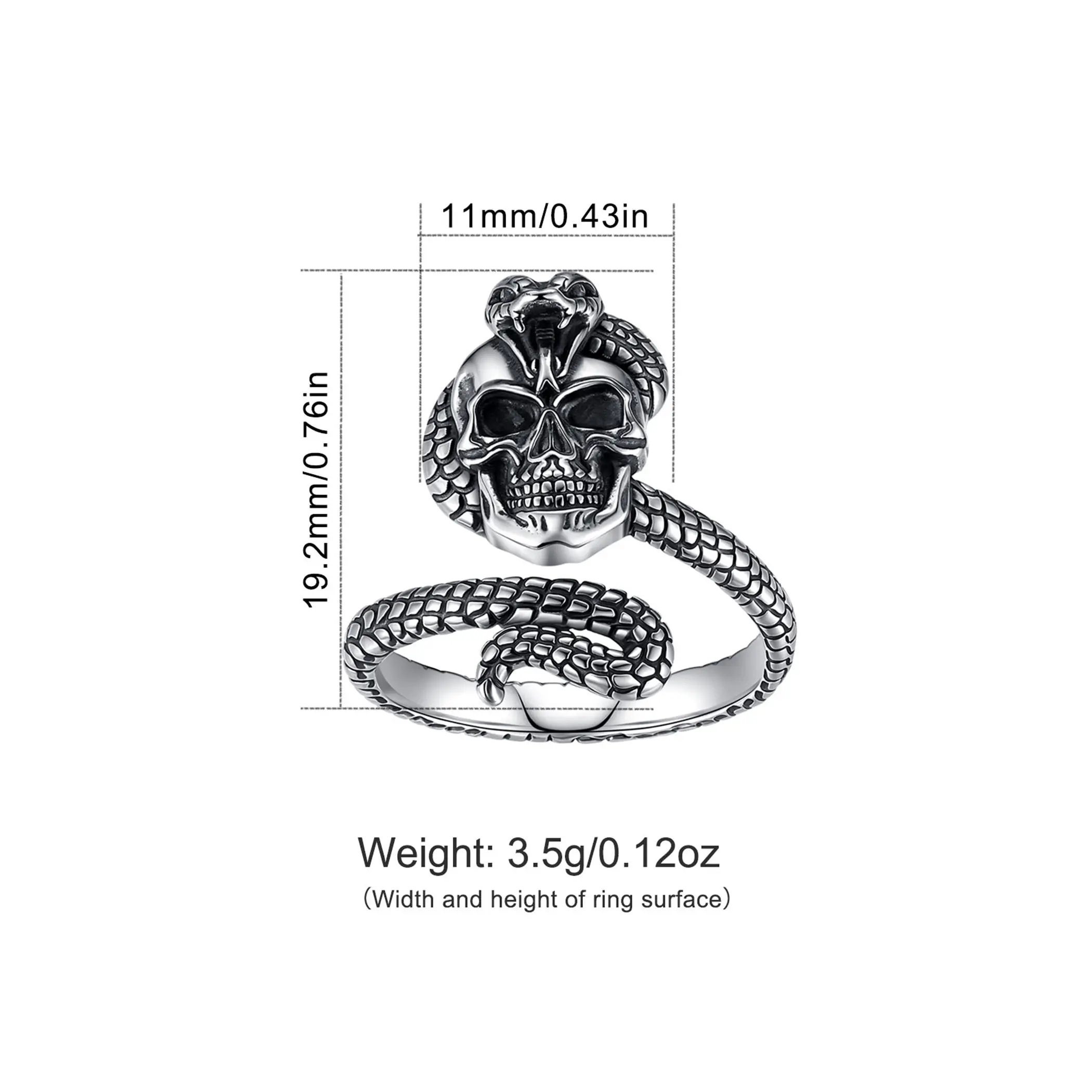 S925 Silver - Single Snake Skull