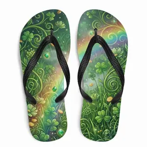 Irish Flip Flops – Shamrock Meadow Rainbow Sandals with Emerald Gems