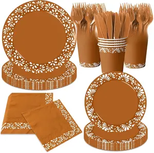 144Pcs Cielito Lindo Party Decoration, Platos De Barro Mexicanos Clay Plates Mexican decor Terracotta Pottery Paper Cups for Mexican Themed Party Decorations Cielito Lindo Baby Shower