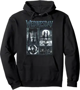 Dark Dancing Queen Wednesday Panels & Logo Pullover Hoodie