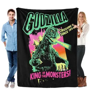Godzilla King of the Monsters Retro 1954 Kaiju Flannel Throw Blanket, Ultra Soft Warm Fuzzy Plush Blanket for Couch Bed Sofa, All Season Cozy, Ideal Gift for Classic Movie Fans & Home Decor Lovers