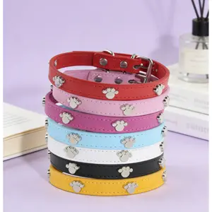 1pc Pet Collar / Neck Scarf, Dog Collar with Metal Paw Print Decoration, Cat Collar, Multi-Size Leather Collar. Won't Damage Hair, Lint-Free, Adjustable Size. Suitable for Parties, Christmas, Halloween, Birthdays and Various Festivals.Festival Accessory