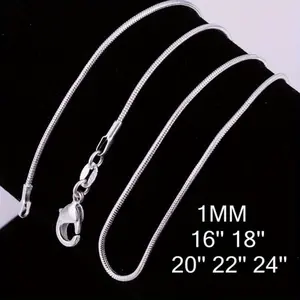 Sterling Silver Chain Necklace Chain for Women Girls 1.1mm Cable Chain Necklace Upgraded Spring-Ring Clasp - Thin & Sturdy