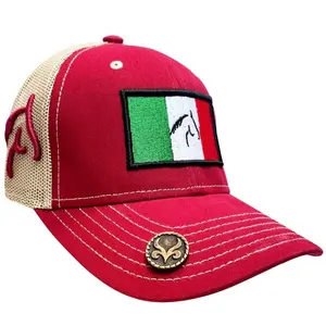 Gorra Charra con Bordado de Caballo Color Rojo y Beige WD-1753