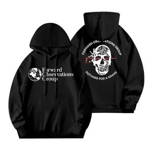 Forward Observations Group Nothing for A Snake FOG Pattern Hoodie, Unisex, Gothic Skull Retro Hoodie, Streetwear Loose Fit Hoodie