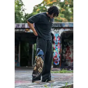Men's Black Anime Dragon Graphic Sweatpants Loose Fit Streetwear Baggy Joggers Y2K Pants