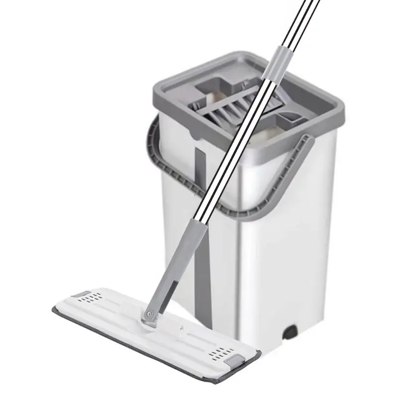 Mop and Bucket with Wringer Set, 2 Counts/set Household Mop, Long Handle Quick Drying Mop, Durable Floor Cleaning Tools, Home Floor Cleaner