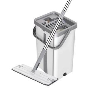 mop and bucket with wringer set, 2 counts/set household mop, long handle quick drying mop, durable floor cleaning tools, home floor cleaner