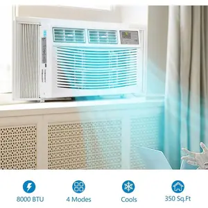 Gaomon 8000 BTU Window Air Conditioner, 110V, Cools 350 Sq Ft, 3 Modes (Cooling & Fan Speeds), Timer, 23-36" Wide & Min 14.5" Height Fit, Energy Efficient, for Bedroom & Living Room
