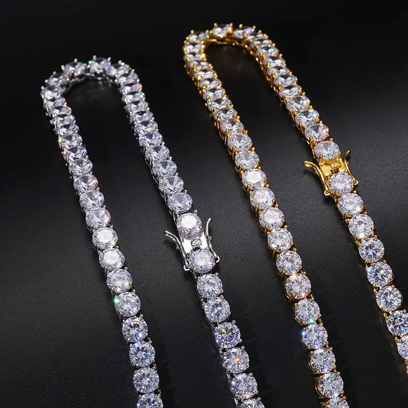 High-Quality VVS1 Moissanite Tennis Necklace S925 Sterling Silver Diamond Necklaces For Men Women Pass Diamonds Test Iced Out