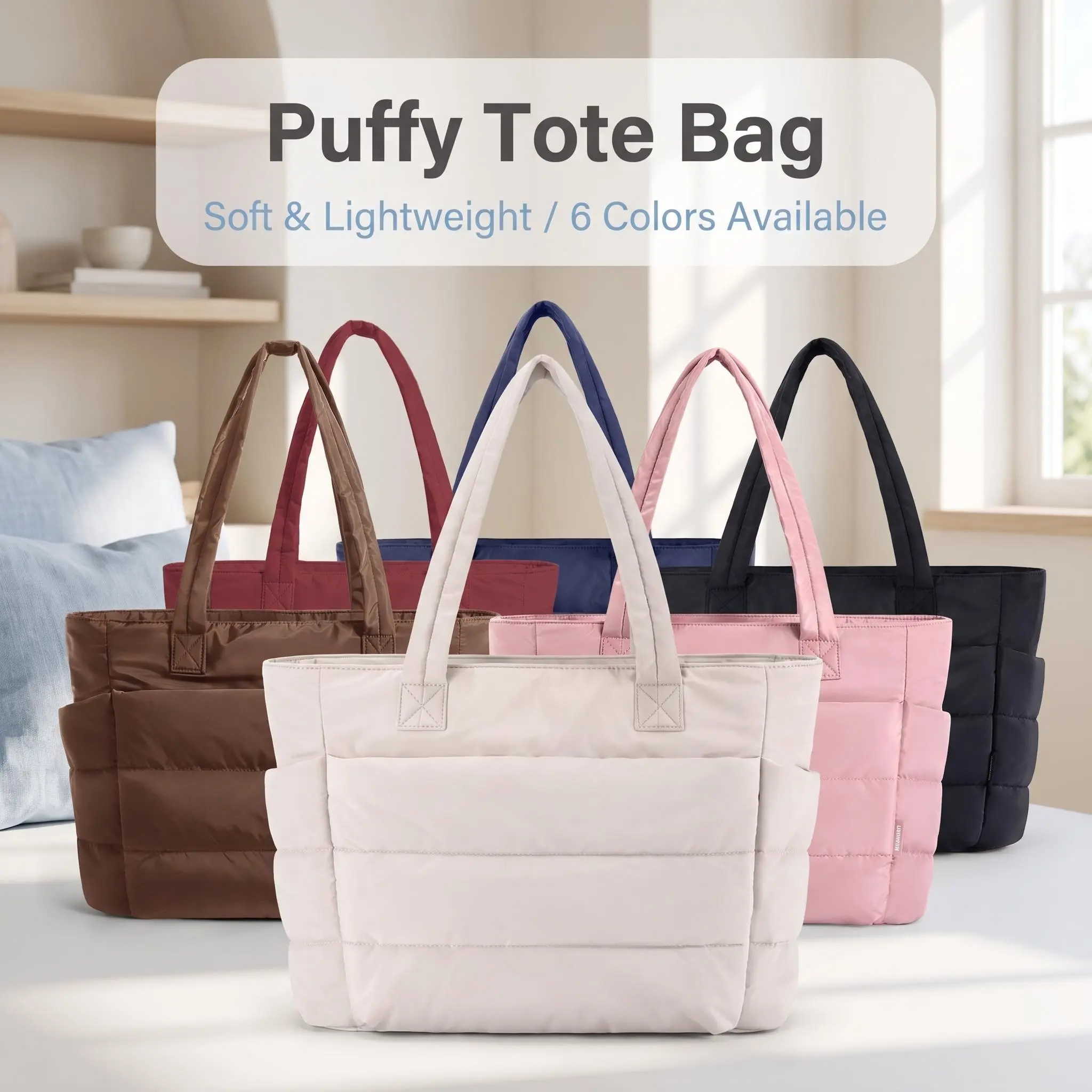Women's Large-Capacity Lightweight Cotton-Padded Down Tote Bag - High-End Feel for Yoga and Travel