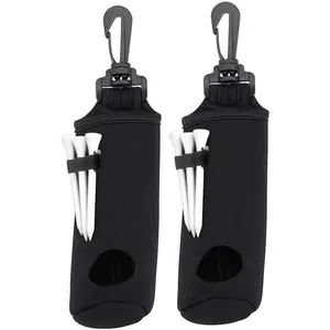 2 Pack Golf Ball Carry Bag Golf Tee Holder Pouch with Light Weight Hook Portable Golf Ball Storage Bag for 3 Golf Ball 3 Tees