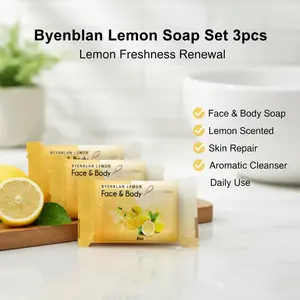 3 pcs Byenblan Lemon face & body soap Facial Skin Repair Scented Aroma Scent Cleanser Cleansing Daily