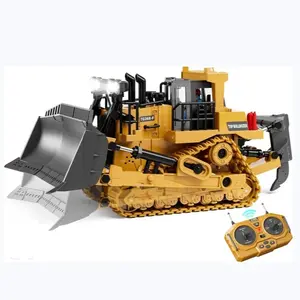 9 Channel Metal RC Bulldozer - Realistic Remote Control Kids Construction Toy with Lights and Sounds, Crawler Tractor Toy for Boys 3+, Perfect 2024 Kids Birthday Gift for Kids 3-12+