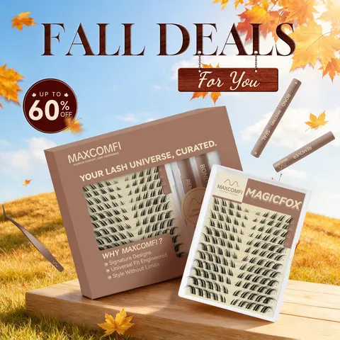 MaxComfi MagicFox Vibe-Enhanced Lash Clusters, Beginner-Friendly Eyelashes with Fox & Bunny Styles, Soft Short Segmented, Waterproof, Thin Band, Voluminous Flawless Look, Hypoallergenic, Daily Makeup Routine Use
