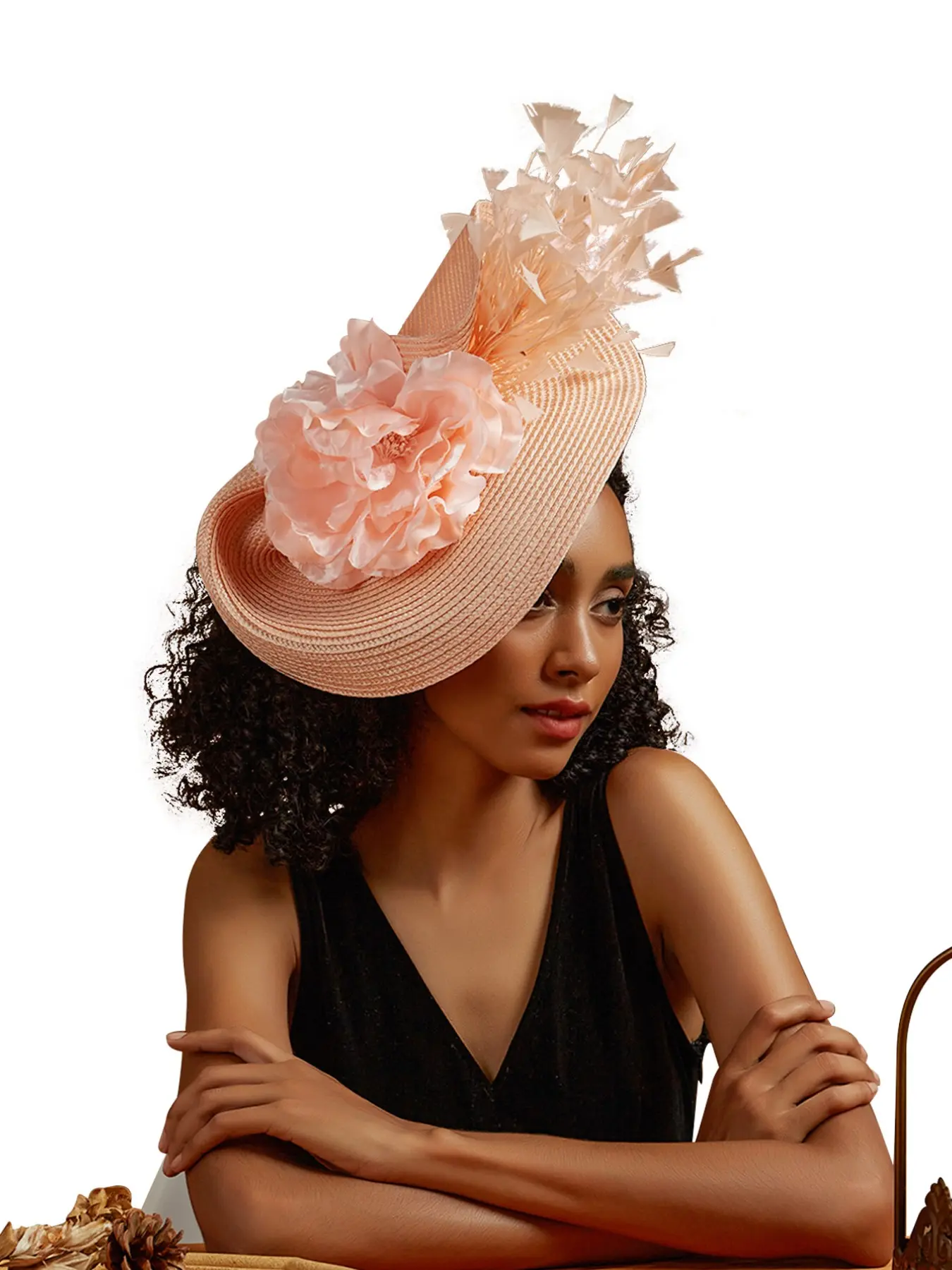1PC Flower Fascinators Church Hat for Women British Fascinator Bridal Tea Party Summer Wedding Hat ,Halloween, Easter, Carnival Horse Racing Day Headwear