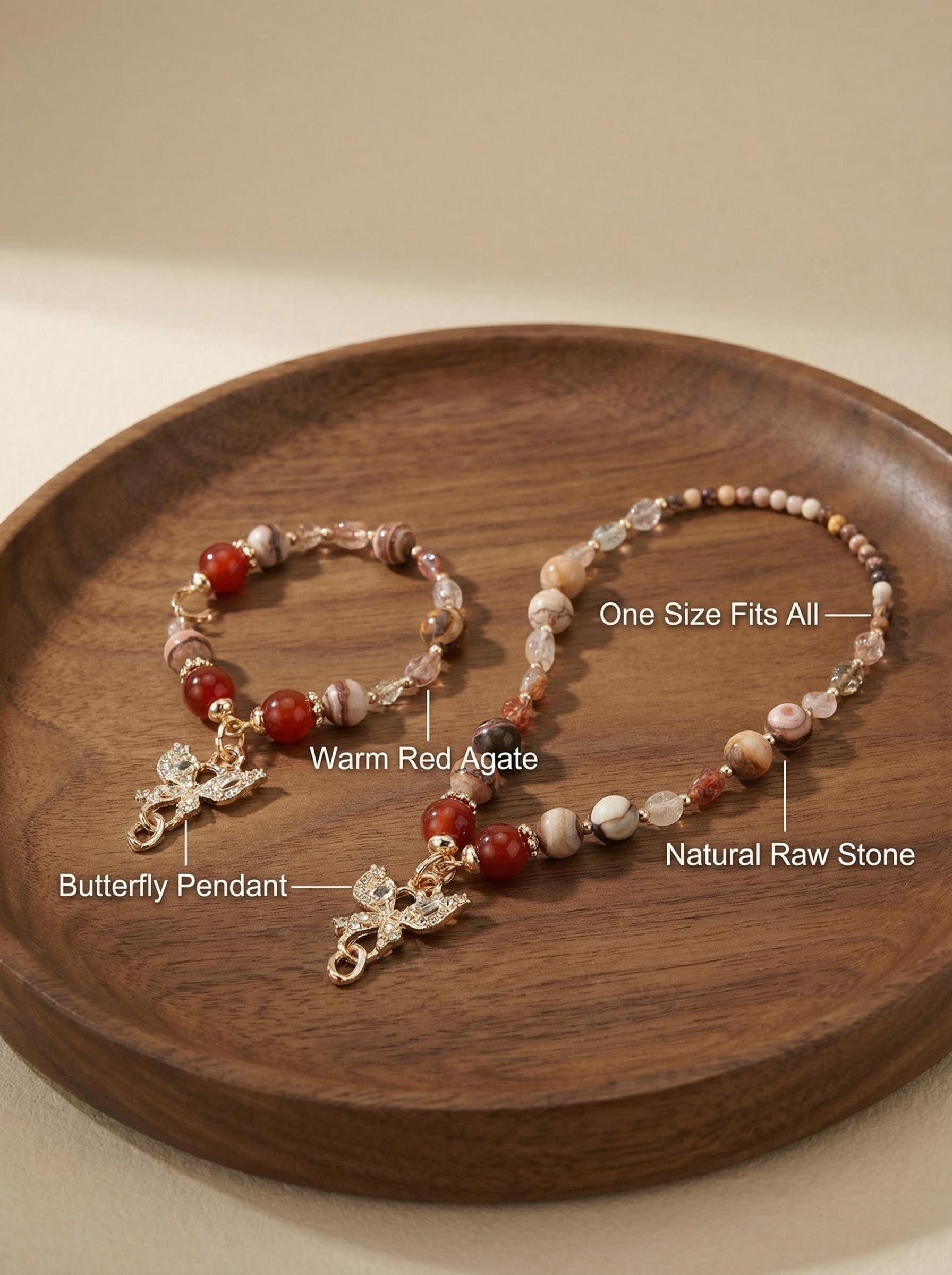 Butterfly Fur Mark Matching Jewelry Set Bracelet And Pet Necklace With Butterfly Detail