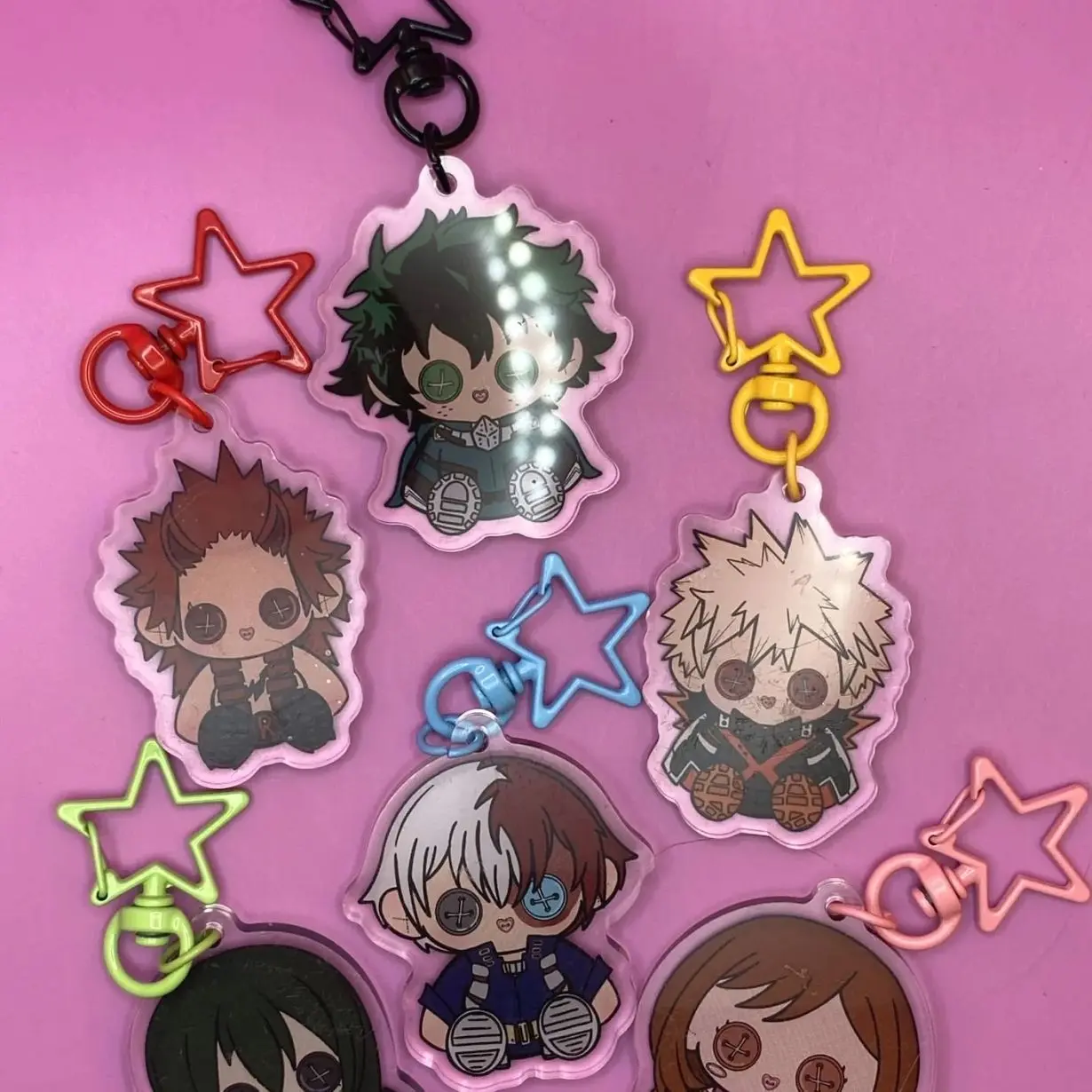 6 styles little plush hero academia acrylic keychains
