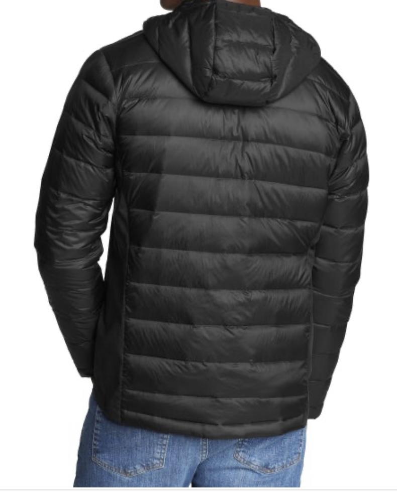 Eddie Bauer Men's Black Hooded Puffer Jacket - Men's Coats, Zipper Closure