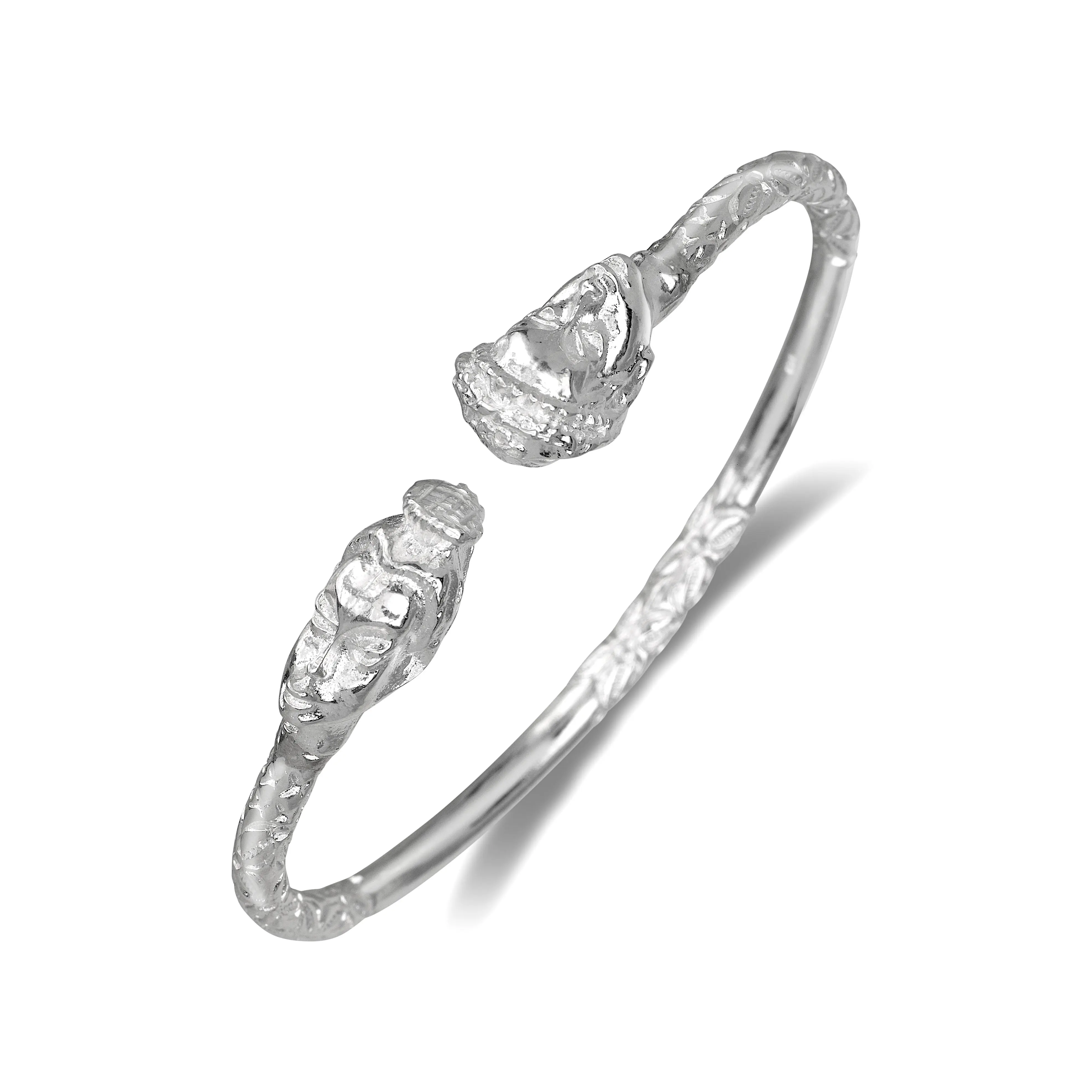 Adults' Afro Queens .925 Sterling Silver Bangle - 4.5mm, Afro Woman's Head Motif, 1 Piece, 3 Months