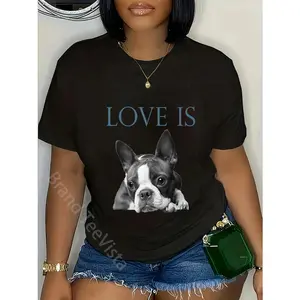 100% Cotton Love Is Boston Terrier Bostie T-Shirt