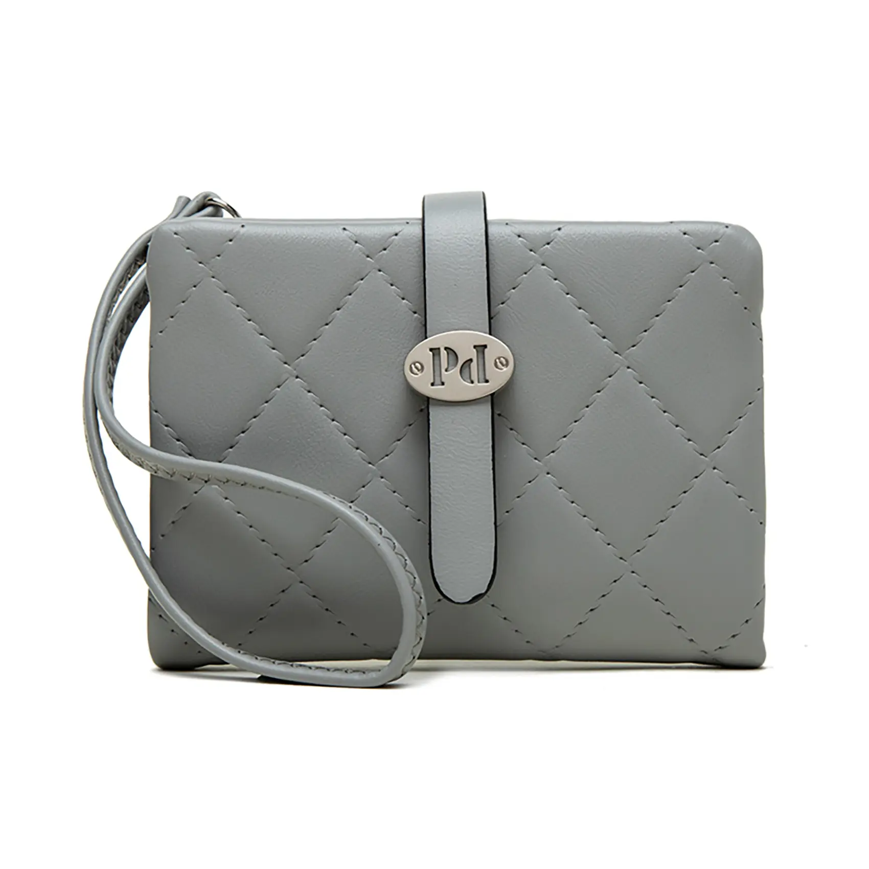 Women's Quilted Dusty Blue Wristlet Wallet - Preppy Small Card Holder with Zipper Coin Purse, Christmas Gift for Women, Card Handling Women's Wallets