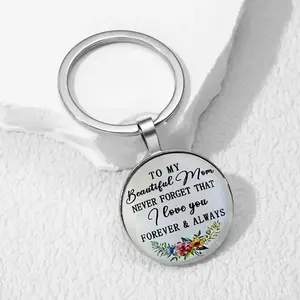 Time Gemstone Round Pattern Keychain Thanksgiving Mother's Day Father's Day Happy Birthday Gift