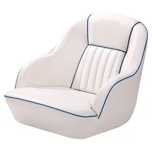 Pontoon Boat Seat, Captains Bucket Boat Seat, Back Folding Boat, Boat Cabin Seating (White/Blue)