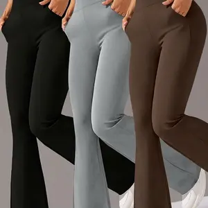 Women's 3-Pack High-Waisted Flare Leggings, Abdomen-Controlling & Breathable, Ideal for Casual Wear in Spring, Summer and Autumn