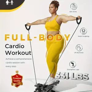 Black/White/Gray Mini Stepper Exercise Machine, Stair Stepper With Resistance Bands, 331lbs Loading Capacity, Home Exercise Equipment With Digital Monitor, Fitness Equipment At Home