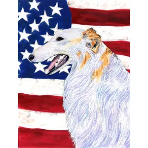 212 MAIN Patriotic Heavyweight Fade-Proof Full-Size 28x40 in. Polyester House Flag, Featuring USA American Flag With Borzoi Design, Banners for Home & Festive Use