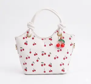 Cherry Print Notebook Bucket Bag
