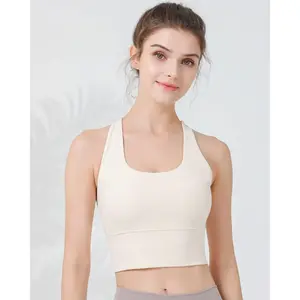 Women's Beige I-Back Yoga Sports Vest - Light Support, Athletic Activewear, Yoga Gym Activewear, Workout Essential