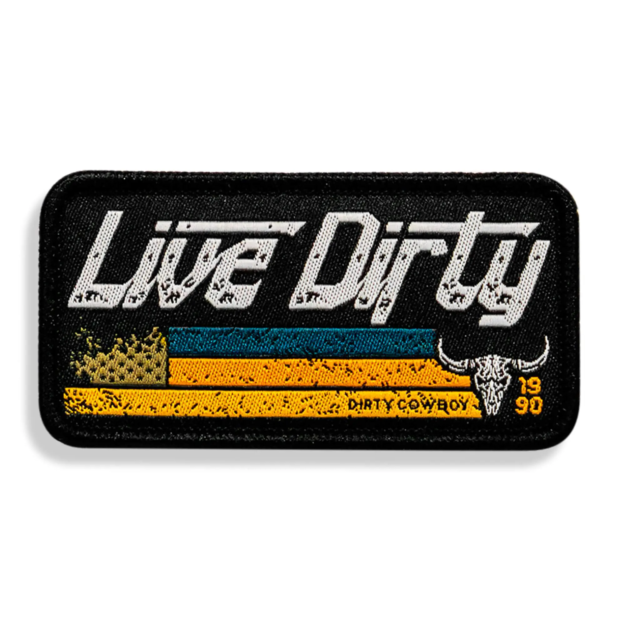 "Live Dirty" Embroidered Patch, Velcro-Backing Sewing Supply for Fabric Decoration, Embroidery Patches "Live Dirty" Embroidered Patch, Velcro-Backing Sewing Supply for Fabric Decoration, Embroidery Patches