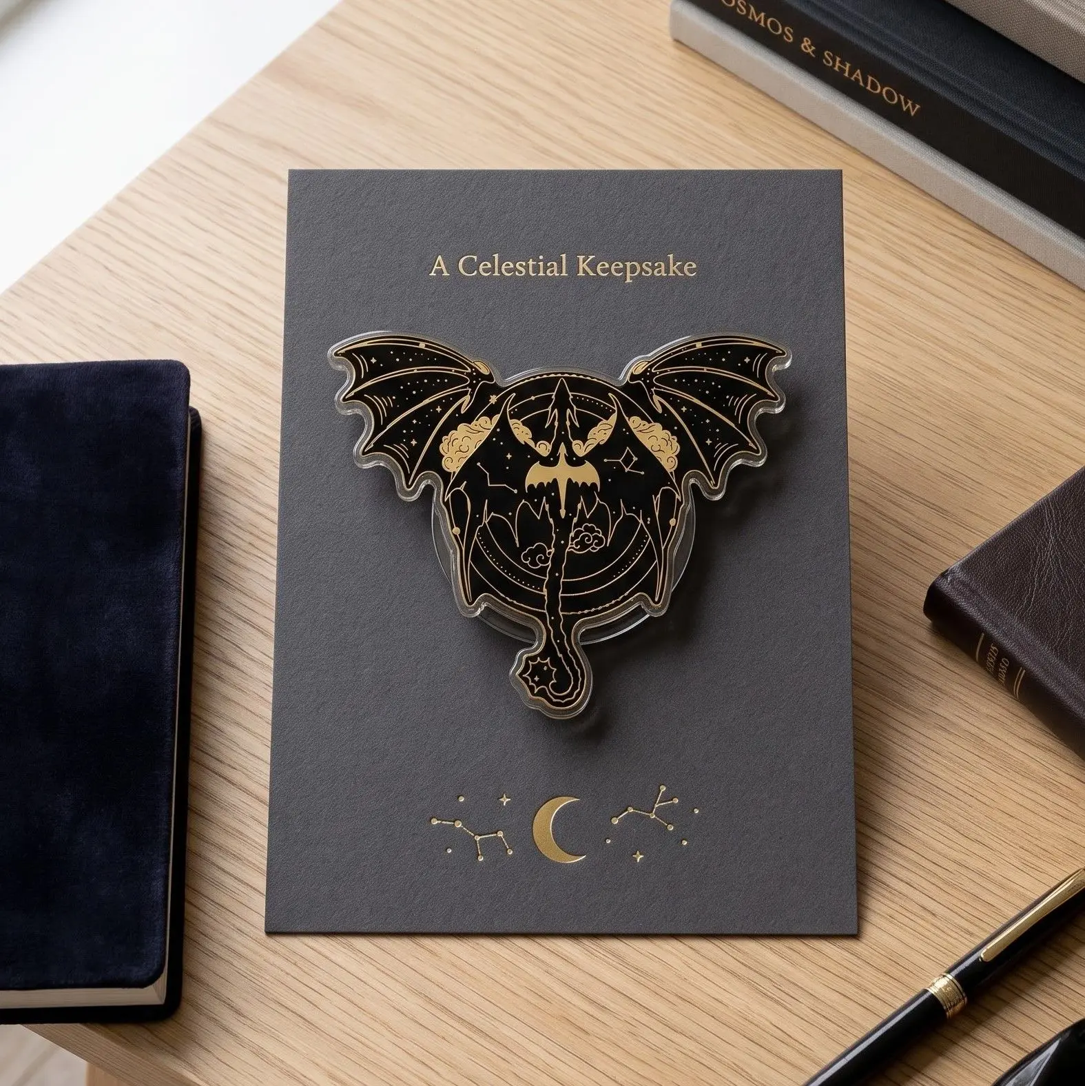 Celestial Dragon Phone Grip, Kindle Grip, Gothic Dragon Phone Holder, Fantasy Dragon Magnetic Phone Stand, Celestial Bookish Accessory, Fantasy Lover Gift