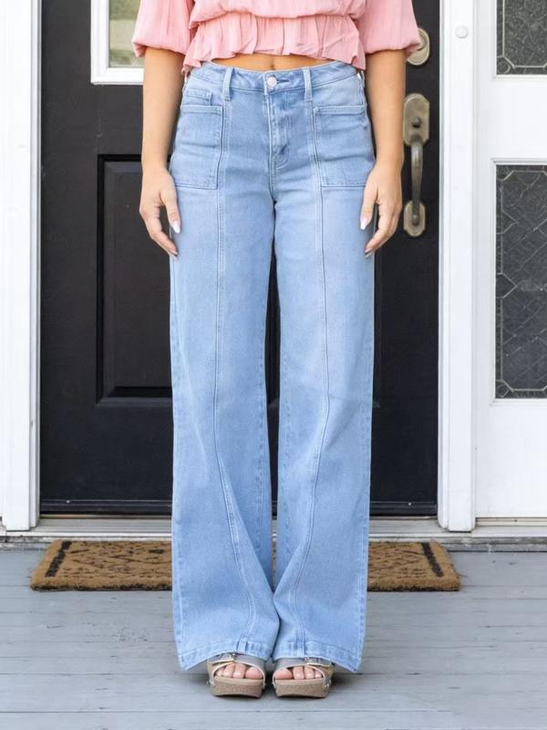 Women's Straight Leg Denim High Waist Baggy Casual Stretchy Loose Jeans