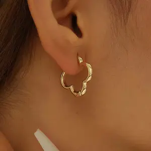 14k Gold Plated And Silver Plated Endless Clover Hoop Earrings for Women,Hypoallergenic Gold Earrings Quality Cuff Earrings for Women