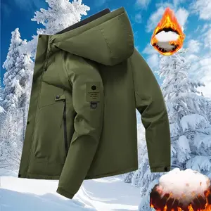 Graphene Heated Cotton Jacket for Men, Winter Thickened Windproof Waterproof Outdoor Workwear Coat, Loose Warm Cold-Resistant Hooded Cotton Jacket with Graphene Heating Technology, Retains Heat and Keeps Warm, Fabric Features Windproof, Waterproof, and Du