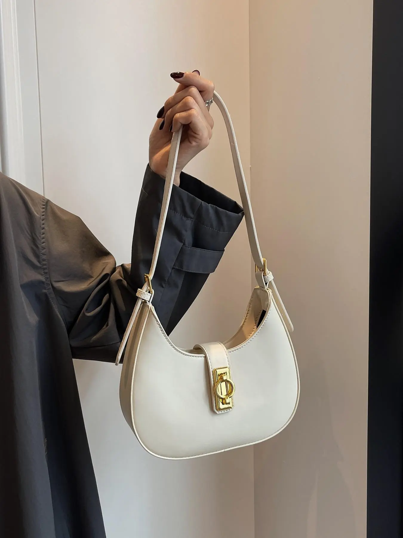 Women's Elegant Matching Solid Color Shoulder Bag, Fashion All-match Underarm Bag, Fashionable Crossbody Bag, Casual Trendy Half Moon Bag for Daily Used, Crescent Bag