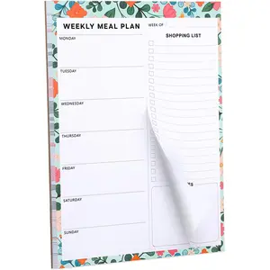 60 Sheet Magnetic Weekly Meal Planner for Fridge, with Tear-off Grocery Shopping List for Meal Prep, 7x10'' Flower Design