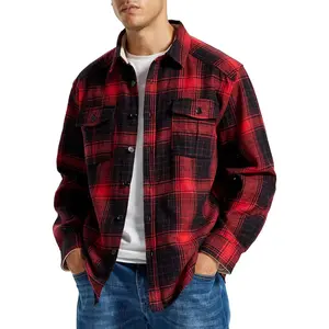 Men's Long Sleeve Plaid Flannel Shirts Cotton Plaid Button Down Shirts for Men Soft Regular Fit Mens Casual Shirts