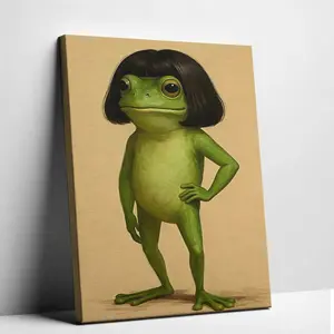 Playroom Decor Funny Frog Bob Haircut Poster – Cute Cartoon Wall Art for Bedroom, Office & Bathroom Decor