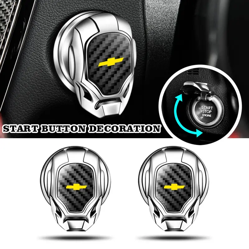 Chevrolet Car Interior Engine Start Button Protective Cover, Car Engine Start Button Cap, Engine Start/Stop Switch Decorative Button Cover, Flip-Open Automotive Style Design.