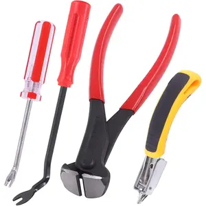 4Pcs Nail Puller and Staple Remover Tool Set, Including 7'' End Cutting Plier, Tack Lifter, Carpet Remover for Furniture, Floor, Wall, Car, Photo, Frame, Wooden Case, Carton