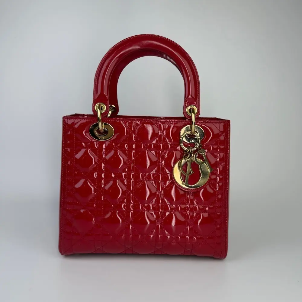 Pre-owned Dior 630 Christian Lady Medium Patent Leather Tote Bag