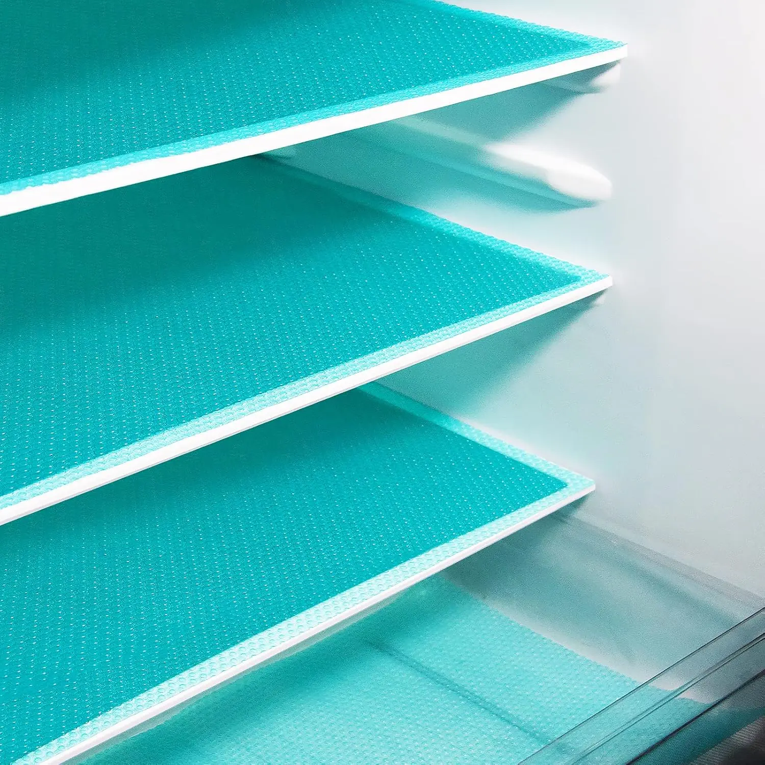 8-Pcs Sturdy Secure Durable Modern Refrigerator Liners - Washable, Customizable Kitchen Shelf Mats for Glass Shelves, Cabinets, Cupboard Organization & Storage