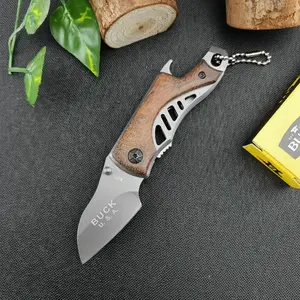 New Mini X65 Folding Pocket Knife with 5Cr13Mov Blade, Wooden Handle, Portable Keychain Knife, Survival Outdoor Knife, EDC, Fishing Multi-Tool