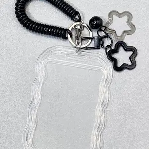 Heavy Duty Retractable ID Holder, Retractable Badge Holder with Star Keychain & Wrist Strap, Transparent PVC Card Holder Keychain Set with Slide Cover,Spring Rope Keyring+Star Charms,ID Card for Student,School/Campus IDs,Credit Cards,Back-to-School